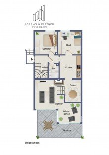 Grundriss Erdgeschoss ***VERKAUFT***Gepflegtes Zweifamilienhaus mit viel Platz in toller Lage von Bischofsheim